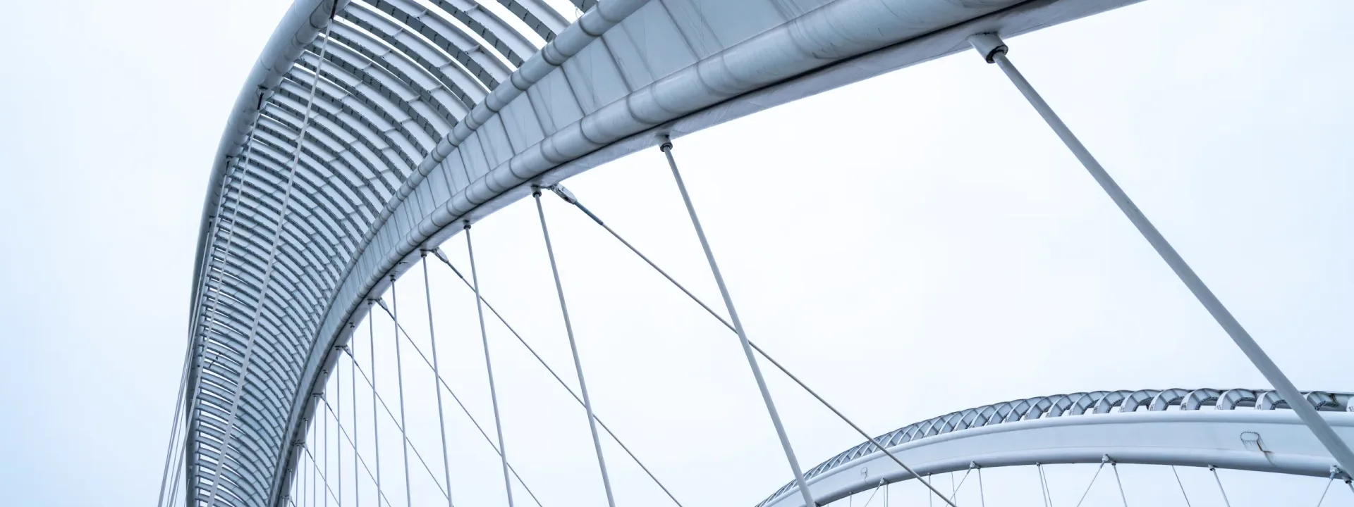 Close up of suspension bridge structure